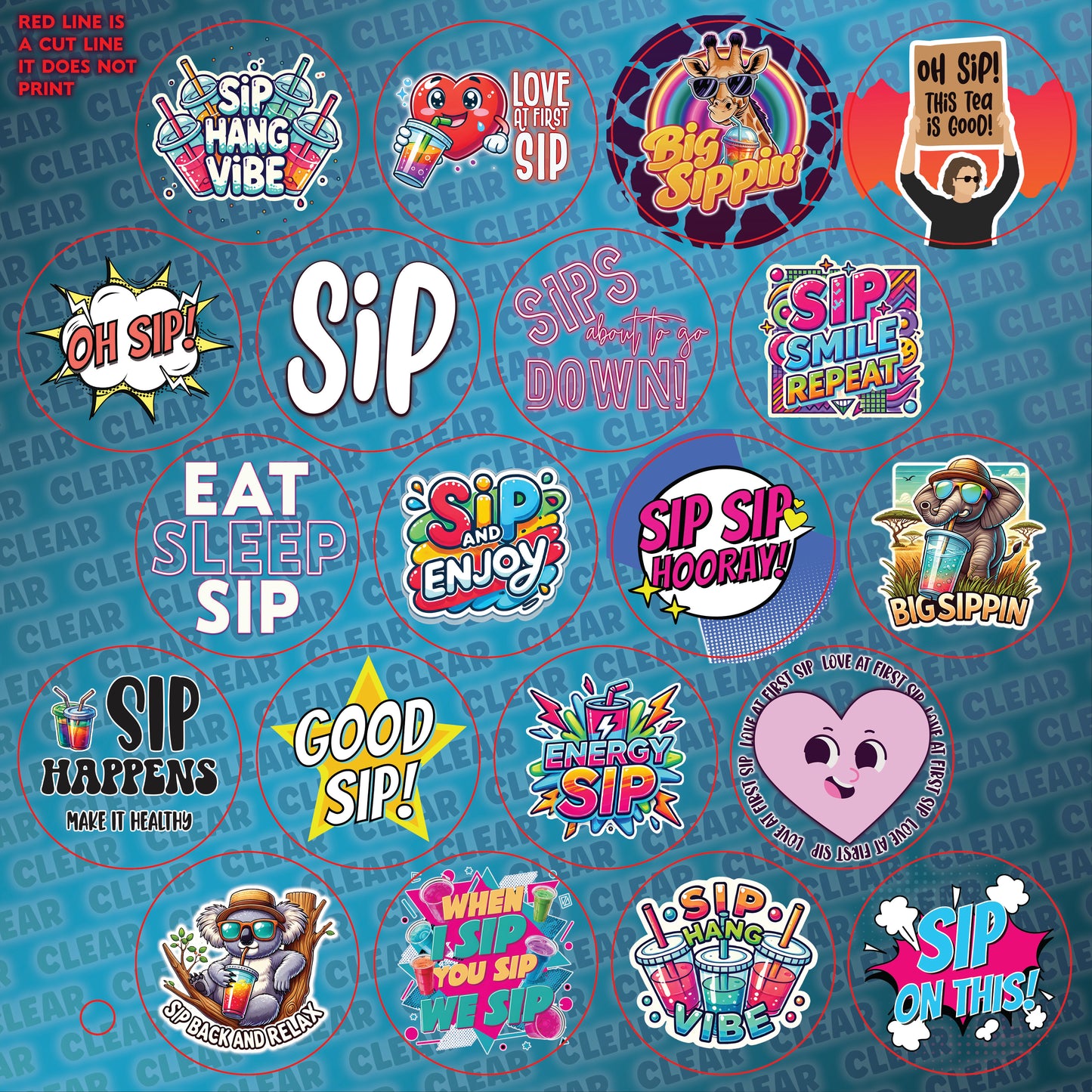 Clear Sips Design Label Pack (Non Customizable)