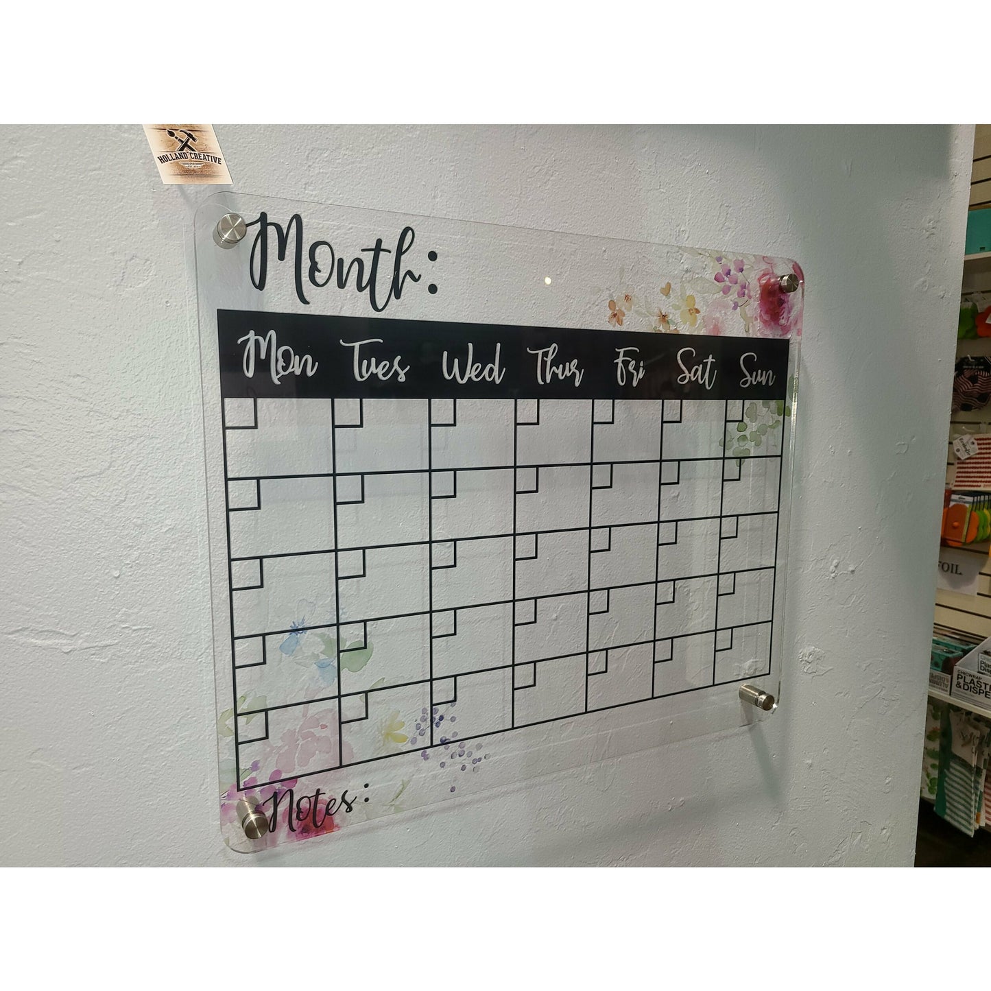 Floral Clear Acrylic Calendar 20" x 24"