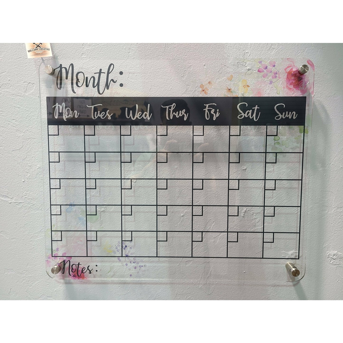Floral Clear Acrylic Calendar 20" x 24"